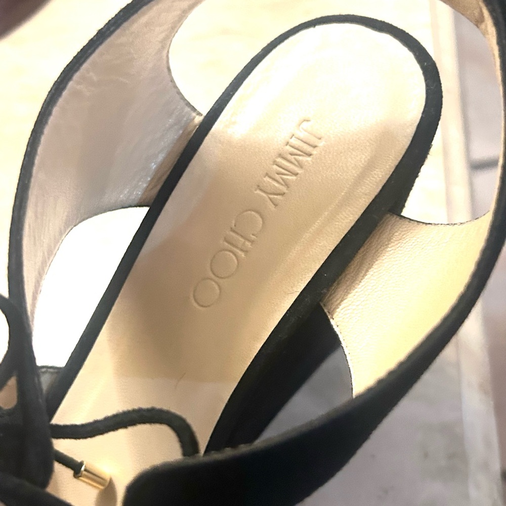 Jimmy Choo Elegant Black Suede Wedge Heels size 41 - Picture 5 of 16